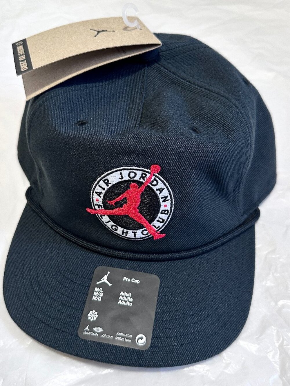 Nike Jordan Flight Club Pro Cap Unstructured Flat-Bill Hat Black M/L IF3499-010